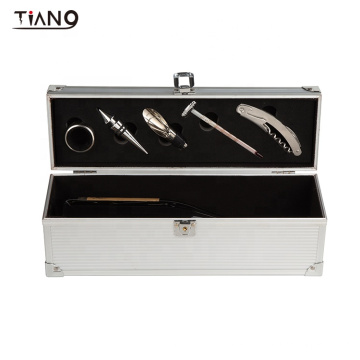 Leather Wine Box  with Wine Tools for Promotion Wooden AluminiumWine Gift box